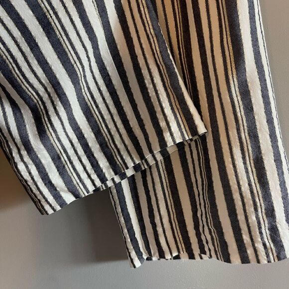 LOFT Striped Gold Metallic/Blue/Cream Pull On Pant | SZ S - Picture 10 of 12
